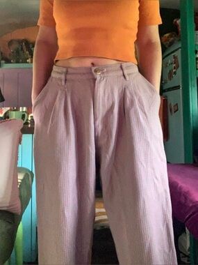 Big Bud Press Pant Wide Leg checked orange blue gingham check pants Trousers